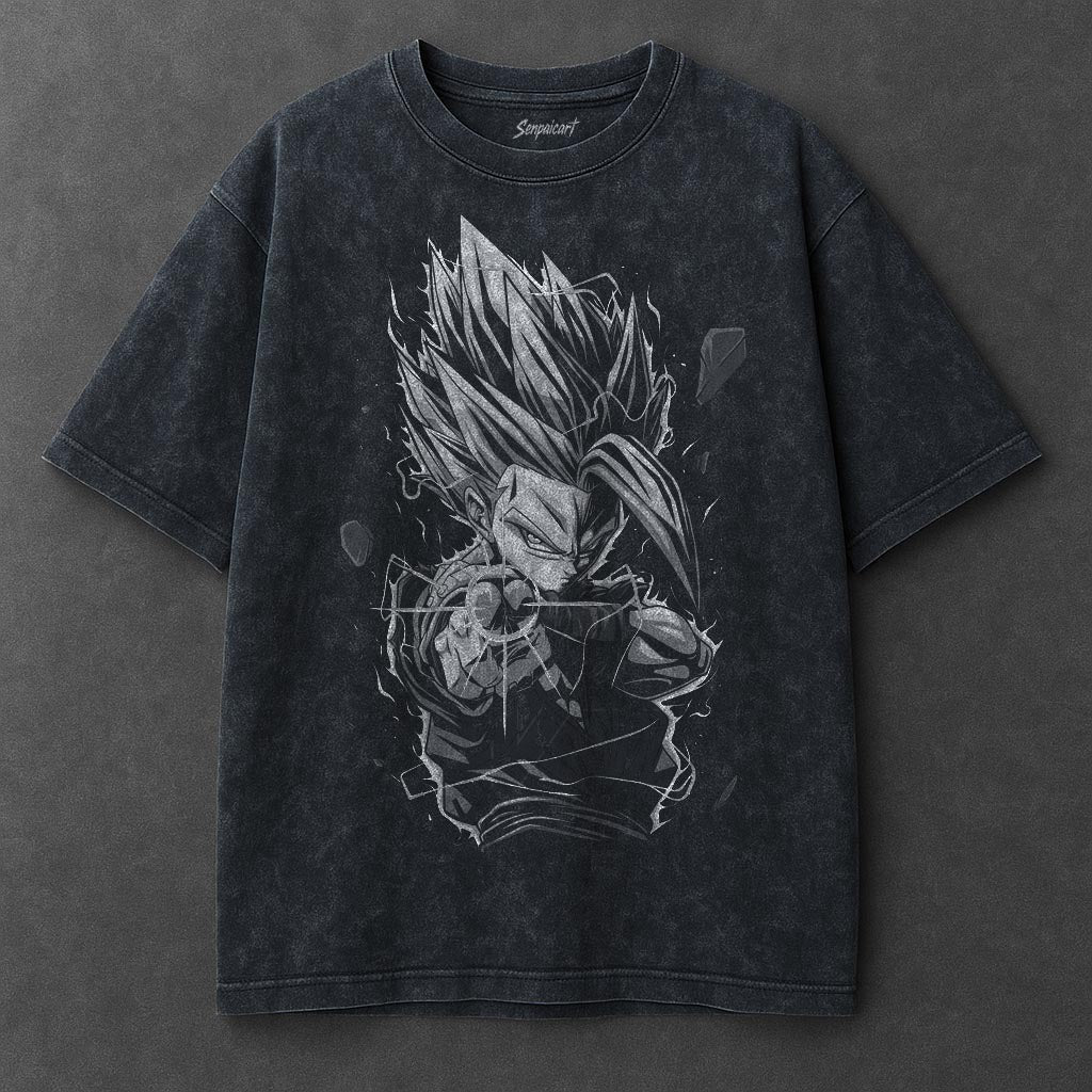 Dragon Ball Elongated Navy Blue Washed T-Shirt