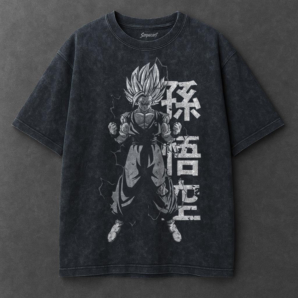 Dragon Ball Spacious Navy Blue Washed T-Shirt