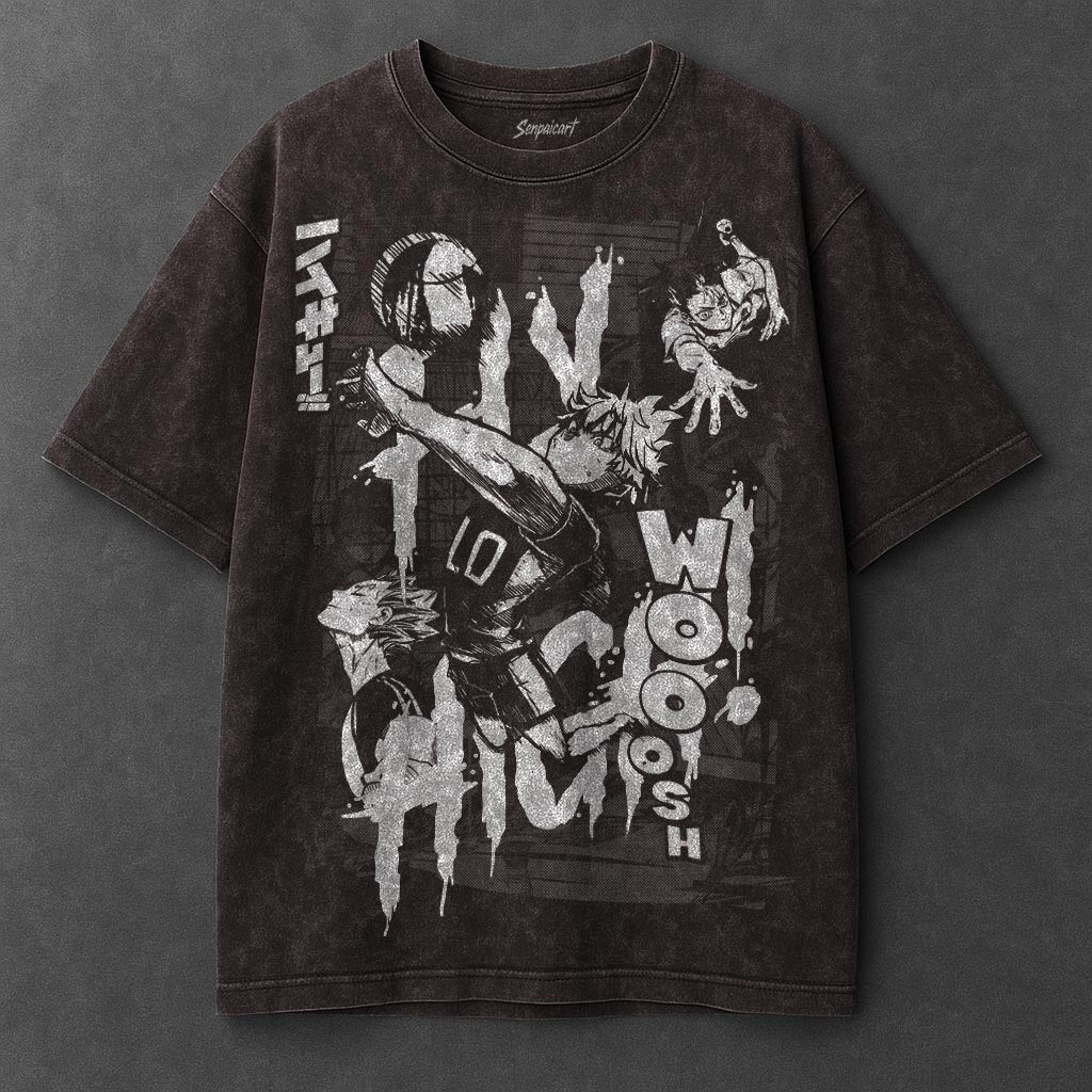 Haikyuu Premium Loose Brown Washed T-Shirt