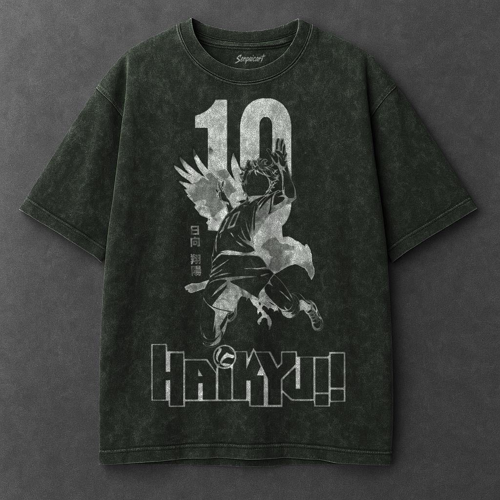 Haikyuu Premium Loose Vintage Green Washed T-Shirt