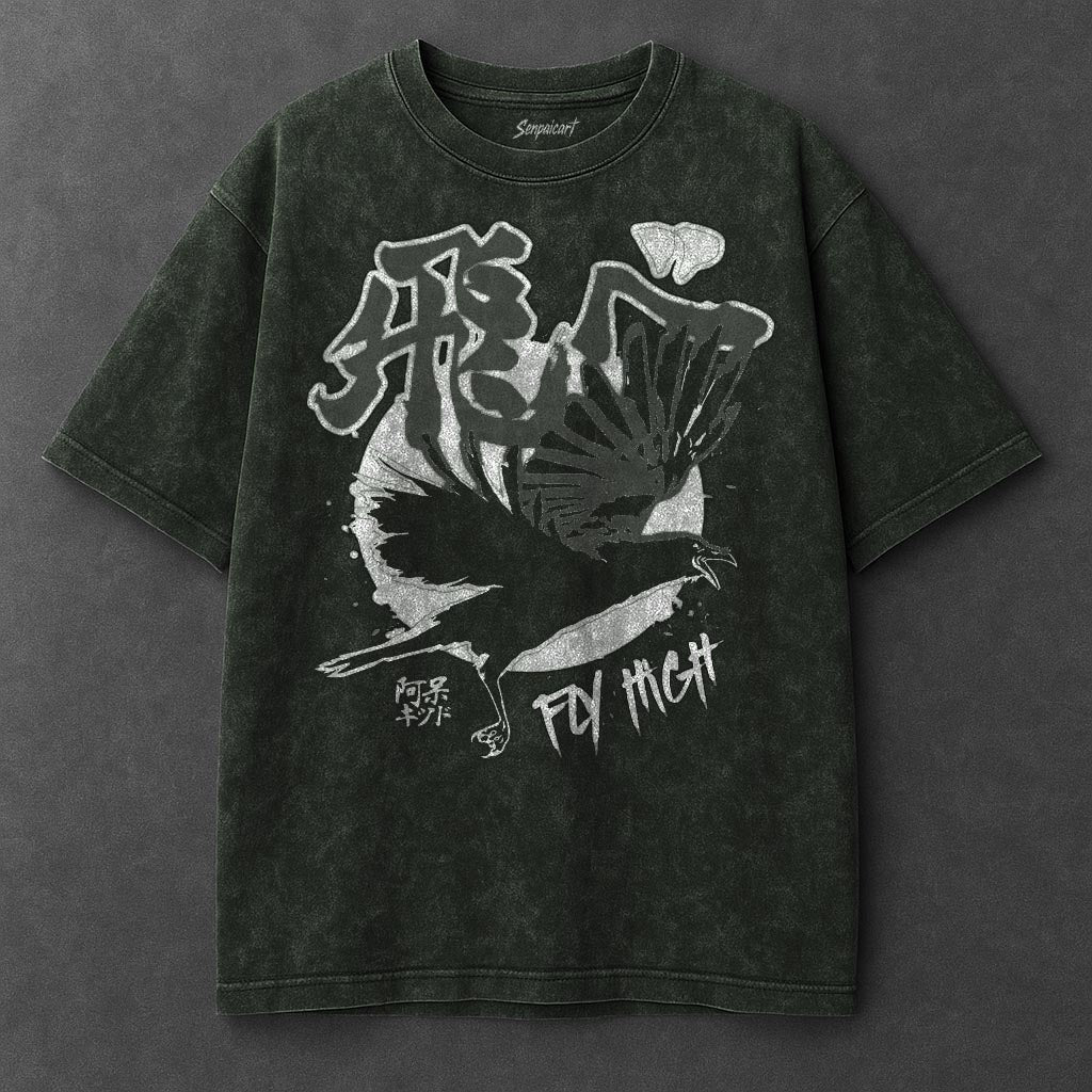 Haikyuu Premium Oversized Vintage Green Washed T-Shirt