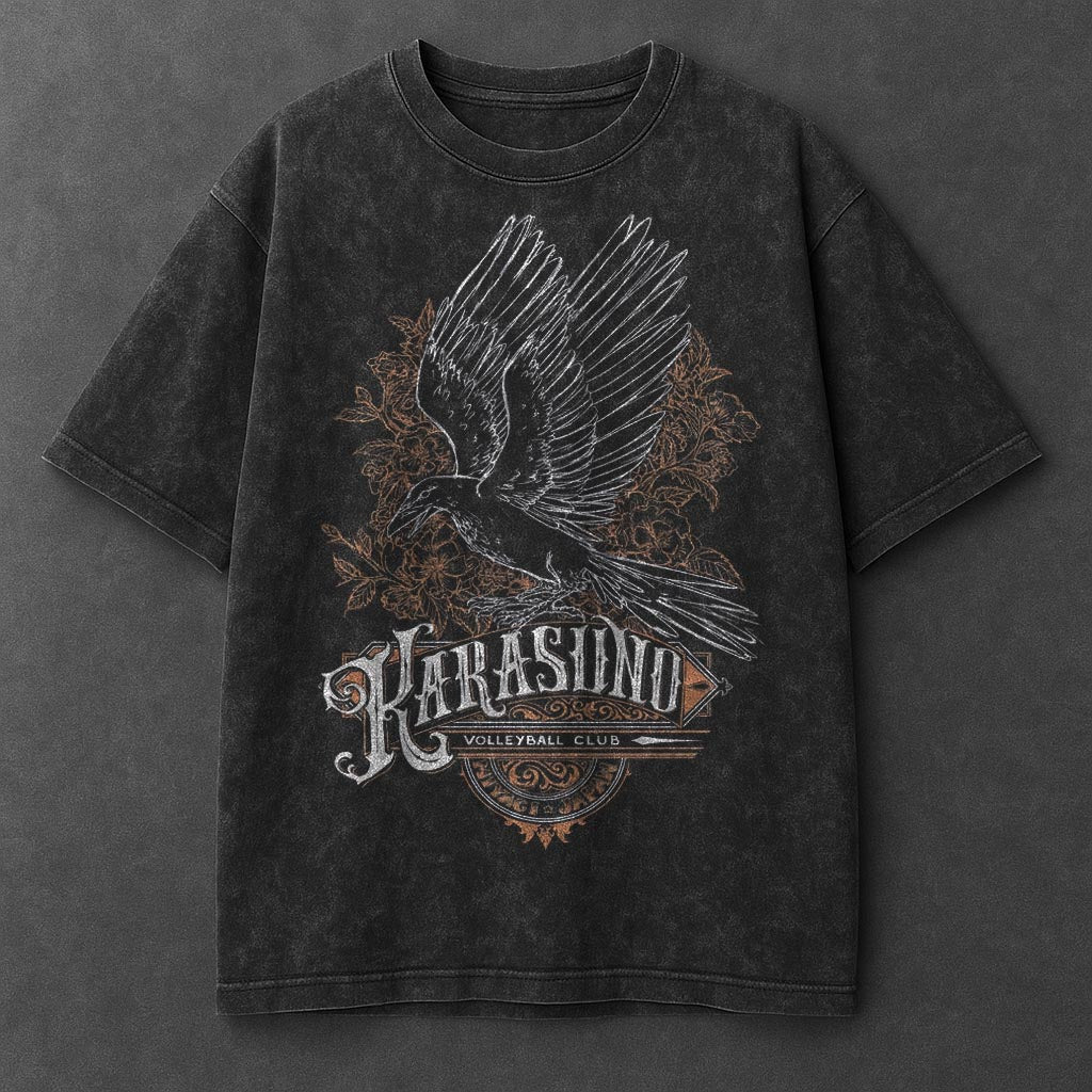 Haikyuu Premium Slouchy Black Washed T-Shirt