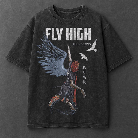 Haikyuu Premium Loose Black Washed T-Shirt