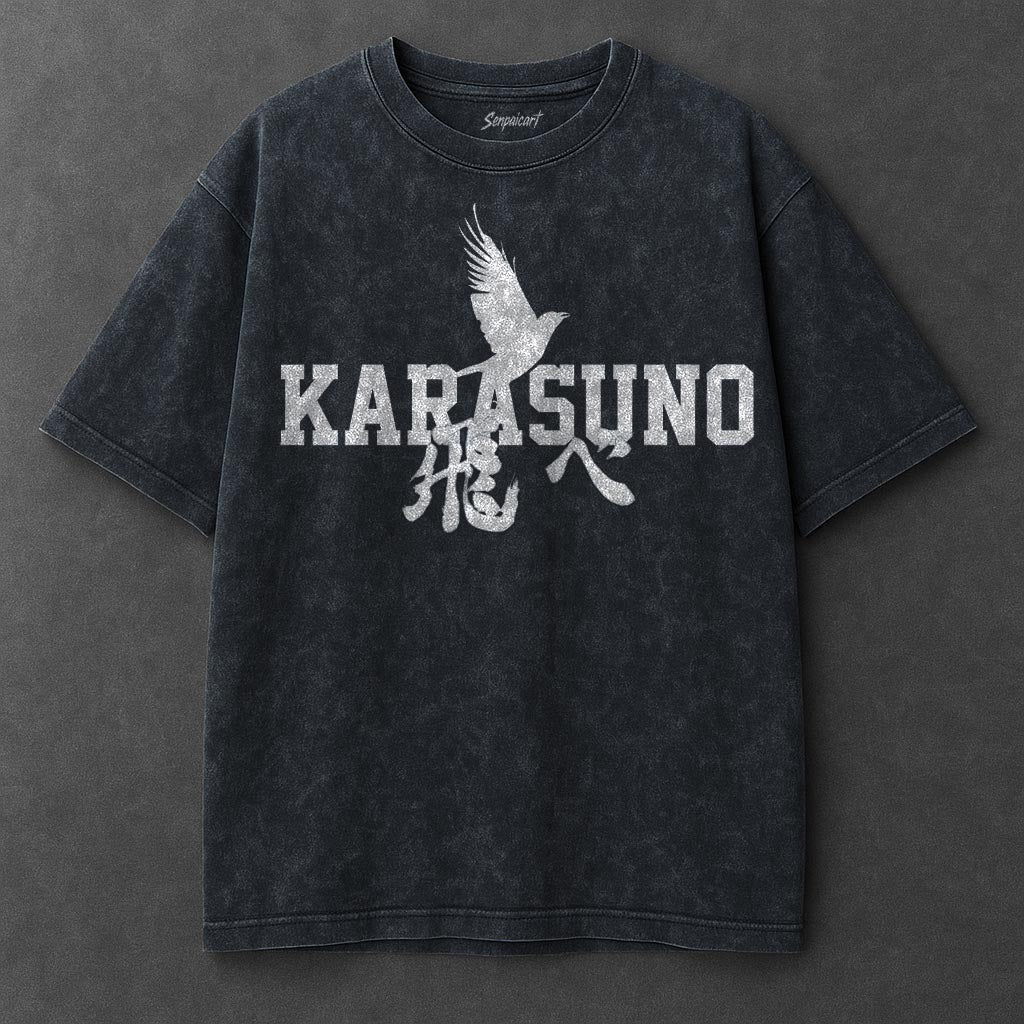 Haikyuu Premium Relaxed Navy Blue Washed T-Shirt
