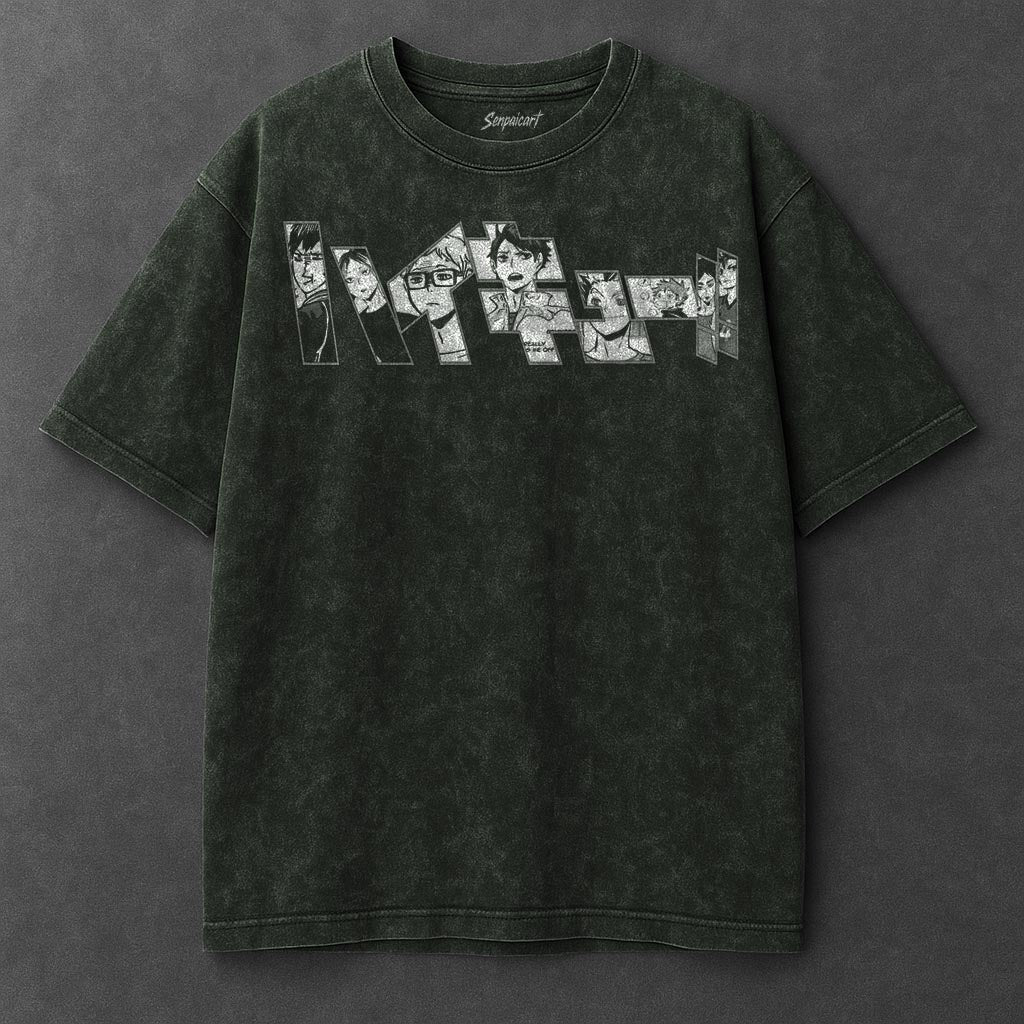 Haikyuu Premium Drapey Vintage Green Washed T-Shirt