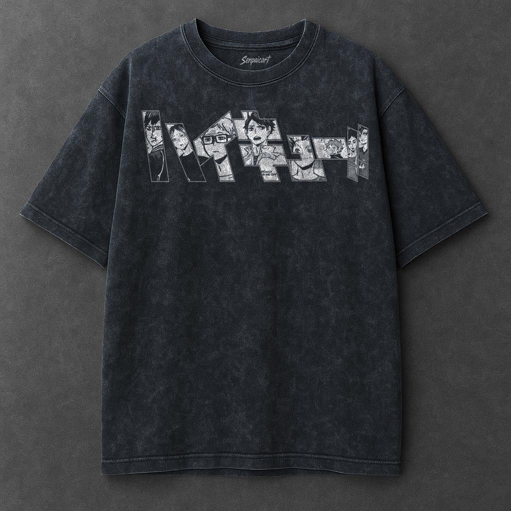 Haikyuu Premium Roomy Navy Blue Washed T-Shirt