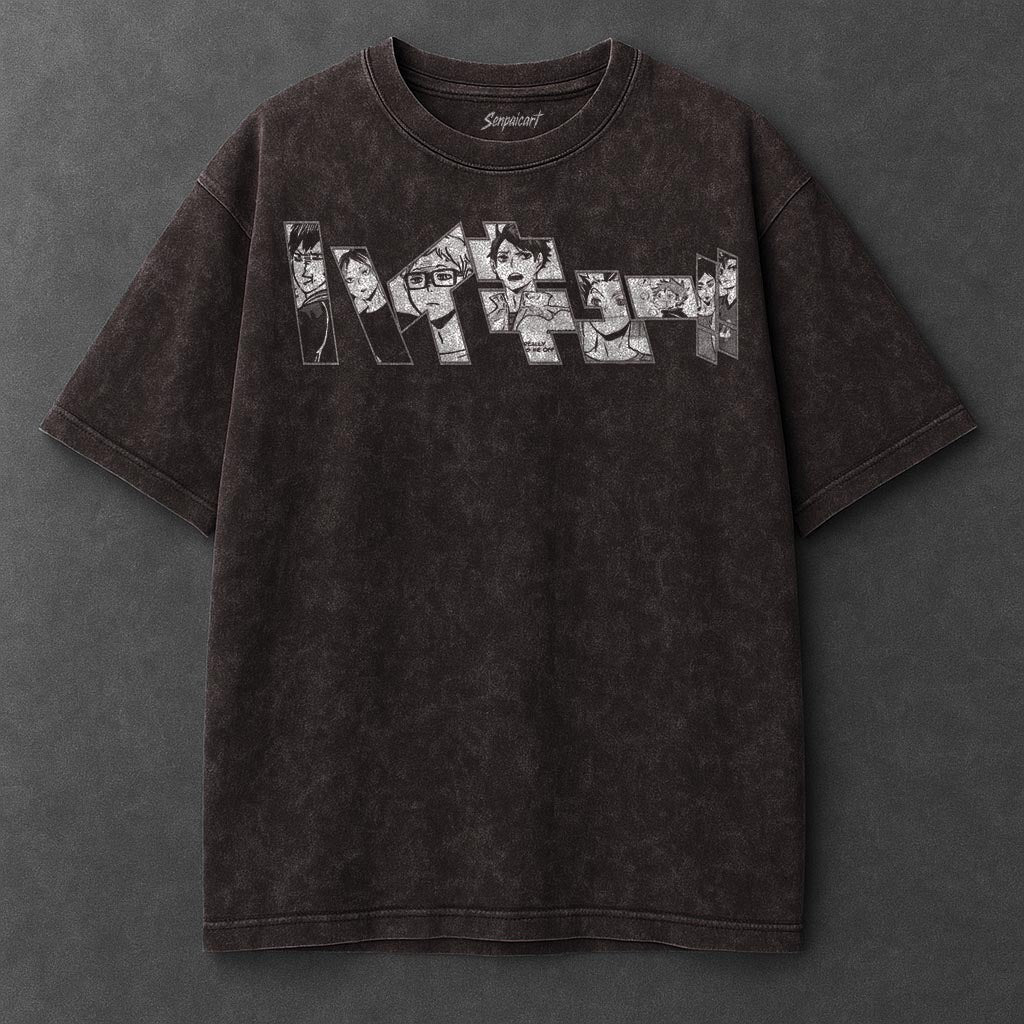 Haikyuu Premium Roomy Brown Washed T-Shirt