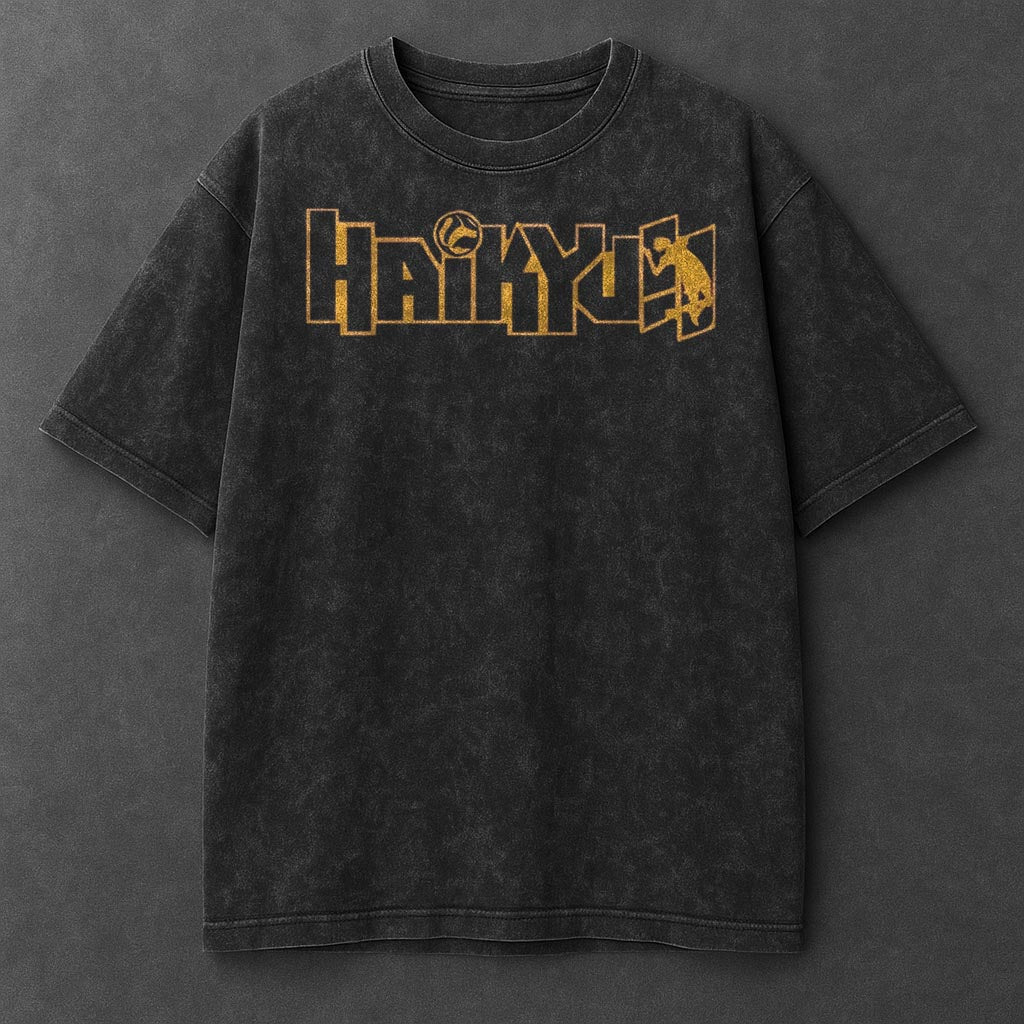 Haikyuu Premium Roomy Black Washed T-Shirt