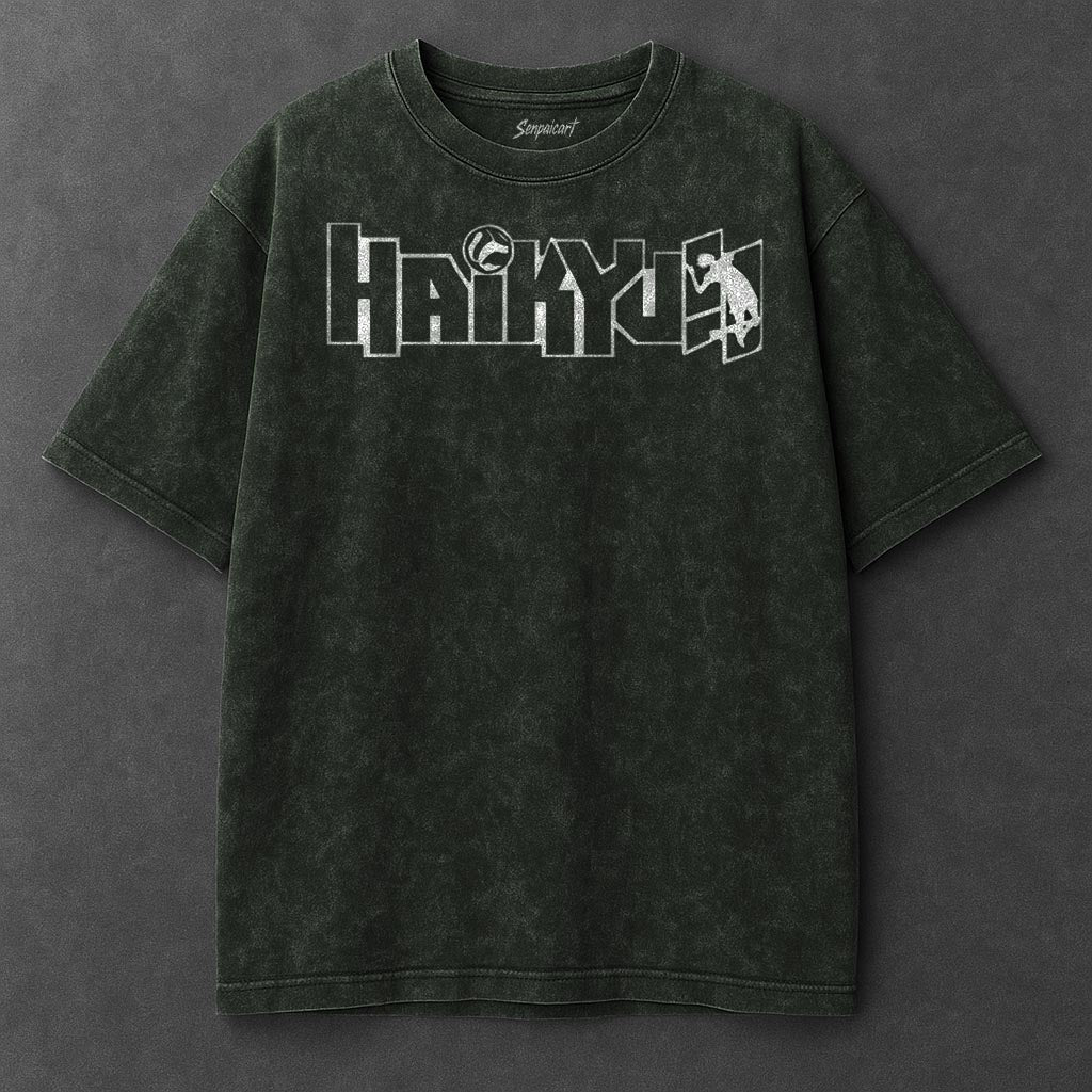 Haikyuu Premium Roomy Vintage Green Washed T-Shirt