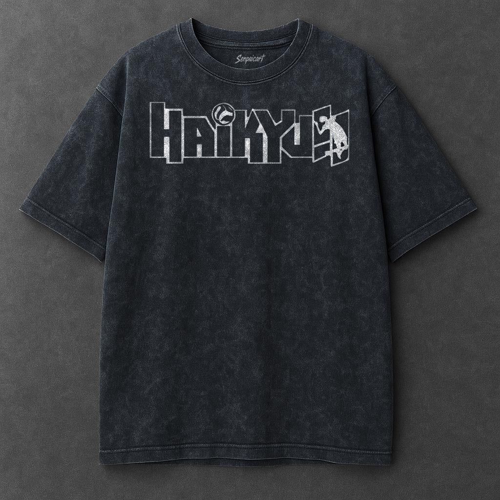 Haikyuu Premium Drapey Navy Blue Washed T-Shirt