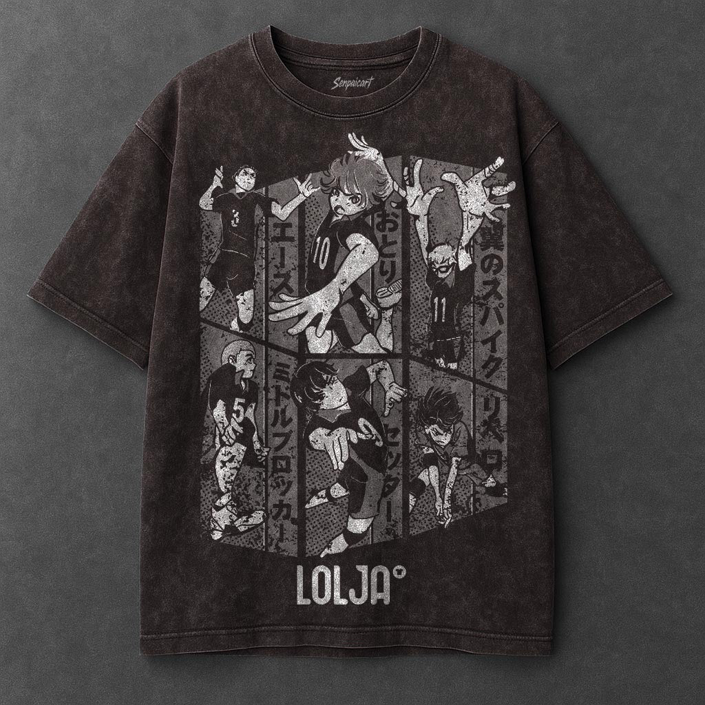 Haikyuu Premium Oversized Brown Washed T-Shirt