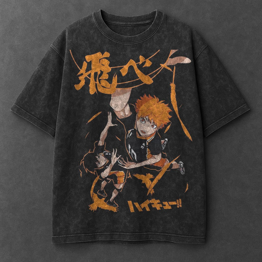 Haikyuu Premium Cozy Black Washed T-Shirt
