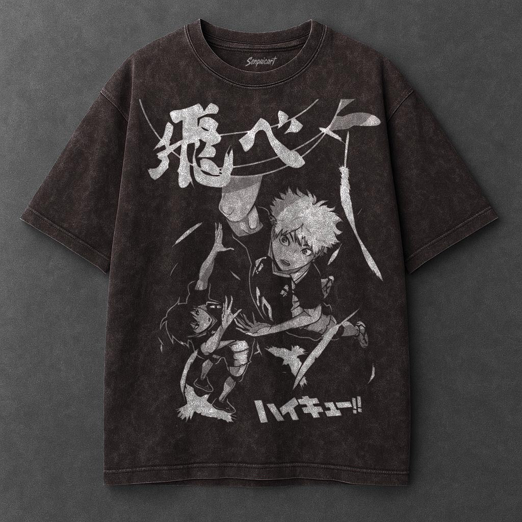 Haikyuu Premium Relaxed Brown Washed T-Shirt