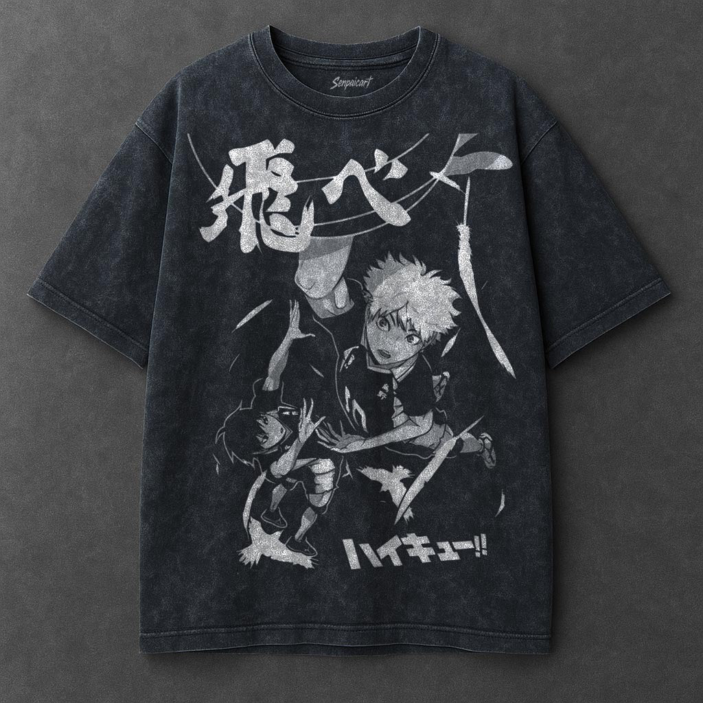 Haikyuu Premium Comfy Navy Blue Washed T-Shirt
