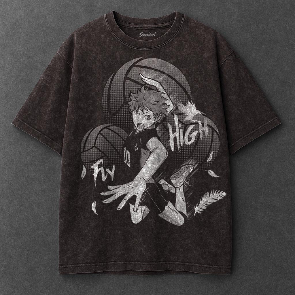 Haikyuu Premium Casual Brown Washed T-Shirt