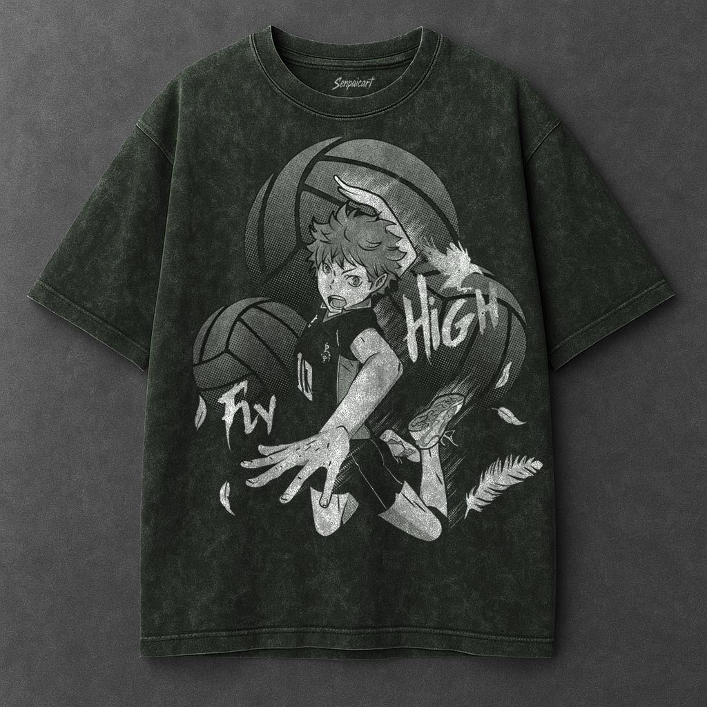 Haikyuu Premium Lightweight Vintage Green Washed T-Shirt