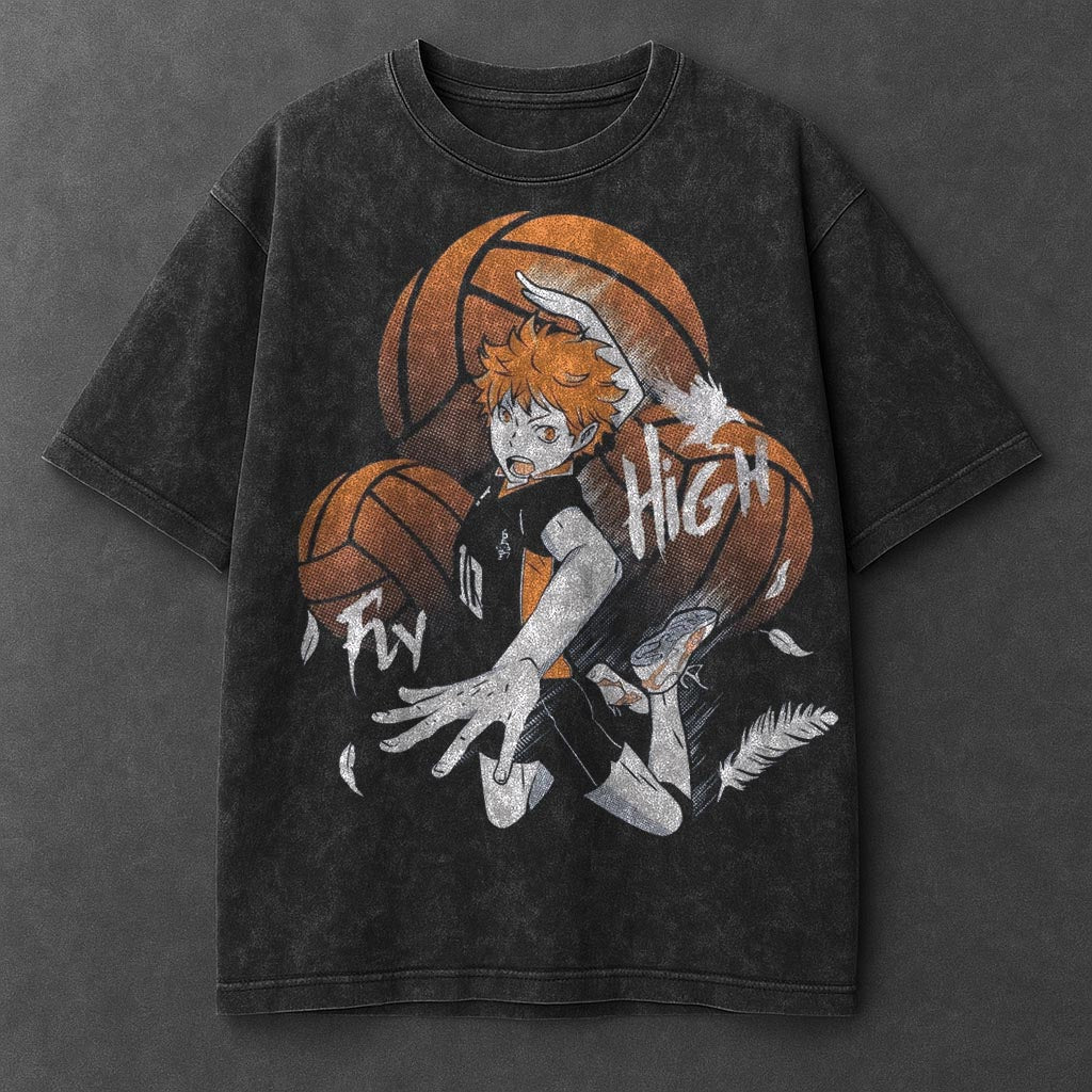 Haikyuu Premium Relaxed Black Washed T-Shirt