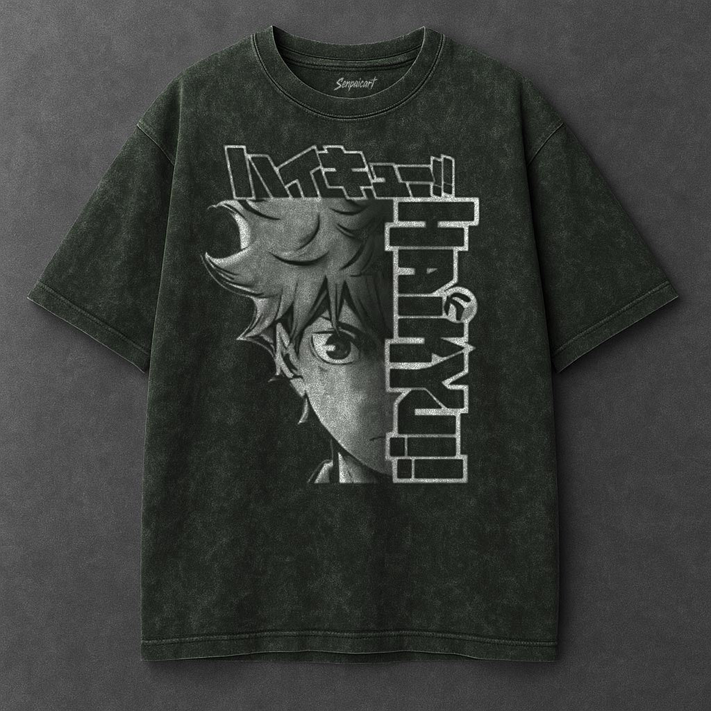 Haikyuu Premium Airy Vintage Green Washed T-Shirt