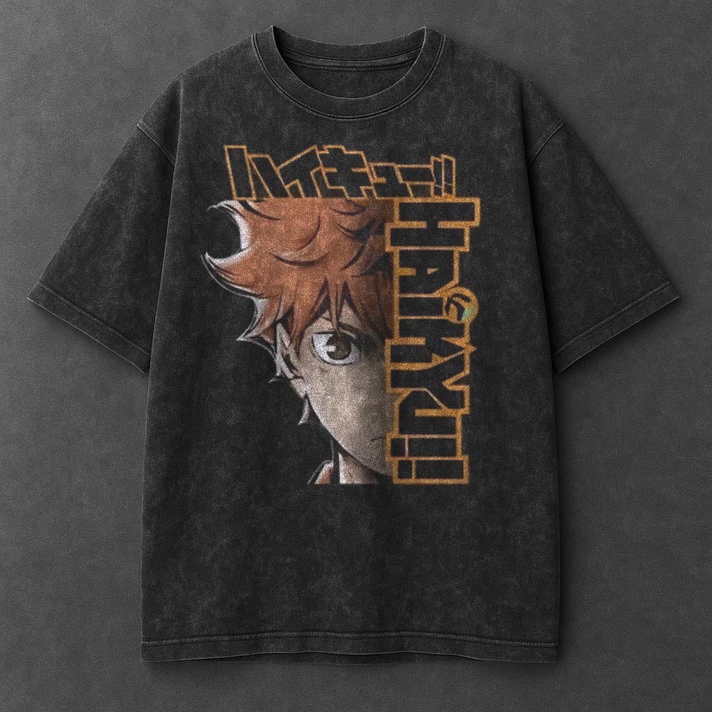 Haikyuu Premium Breezy Black Washed T-Shirt