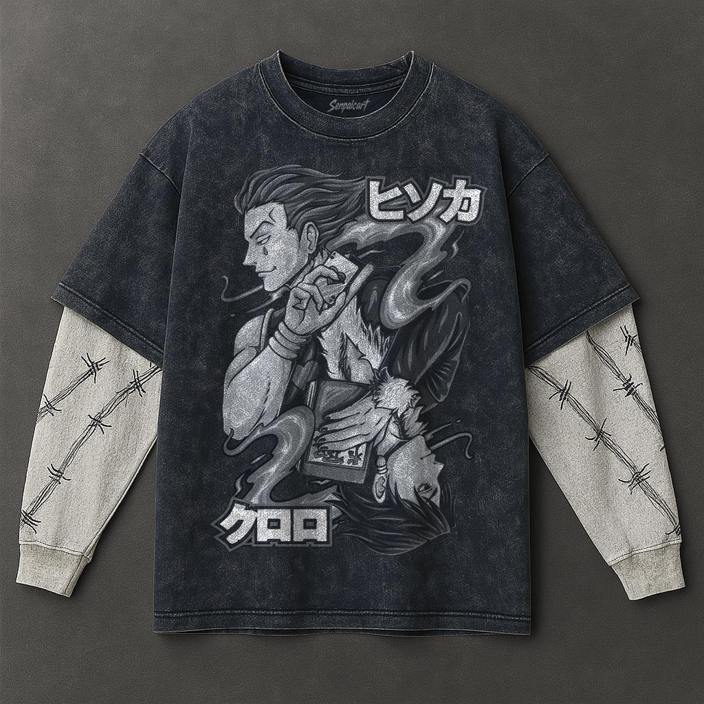 Hunter x Hunter Premium Lightweight Double Sleeves Blue Washed T-Shirt