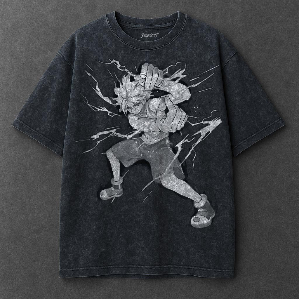 Hunter x Hunter Premium Unfitted Navy Blue Washed T-Shirt
