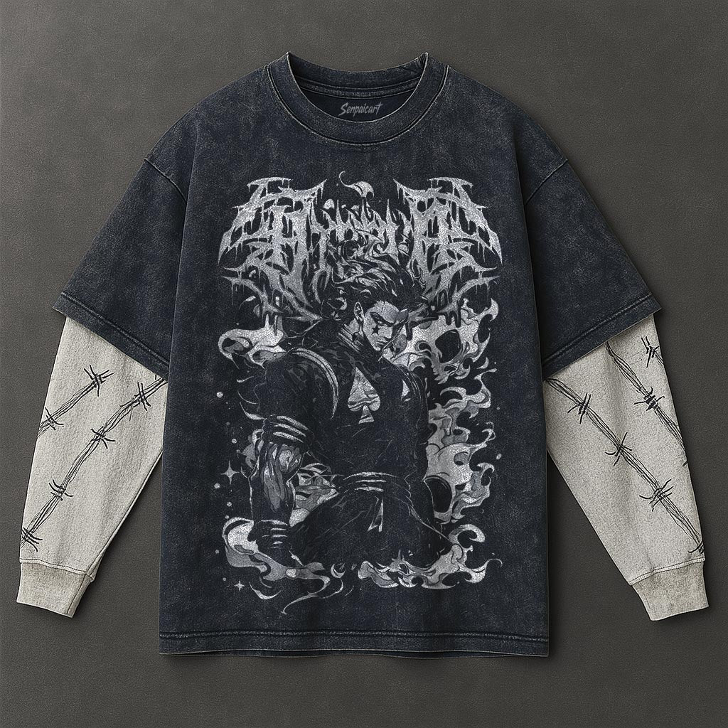 Hunter x Hunter Premium Cozy Double Sleeves Blue Washed T-Shirt
