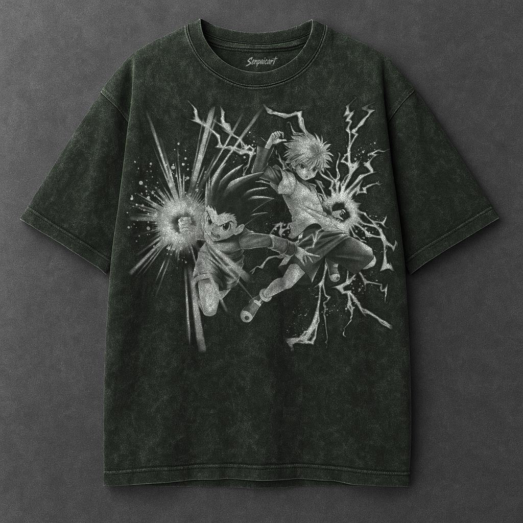 Hunter x Hunter Premium Stylish Vintage Green Washed T-Shirt