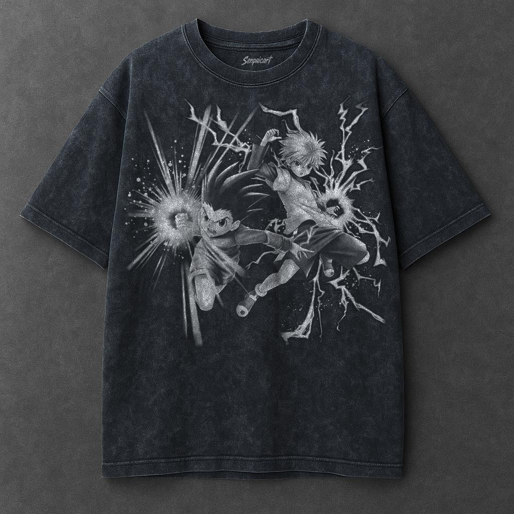 Hunter x Hunter Premium Spacious Navy Blue Washed T-Shirt