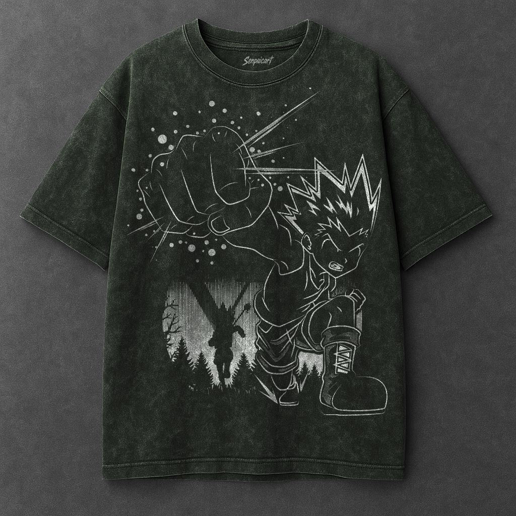 Hunter x Hunter Premium Flowy Vintage Green Washed T-Shirt