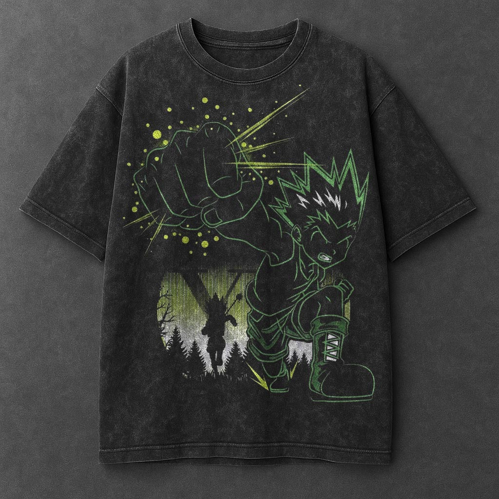 Hunter x Hunter Premium Flowy Black Washed T-Shirt