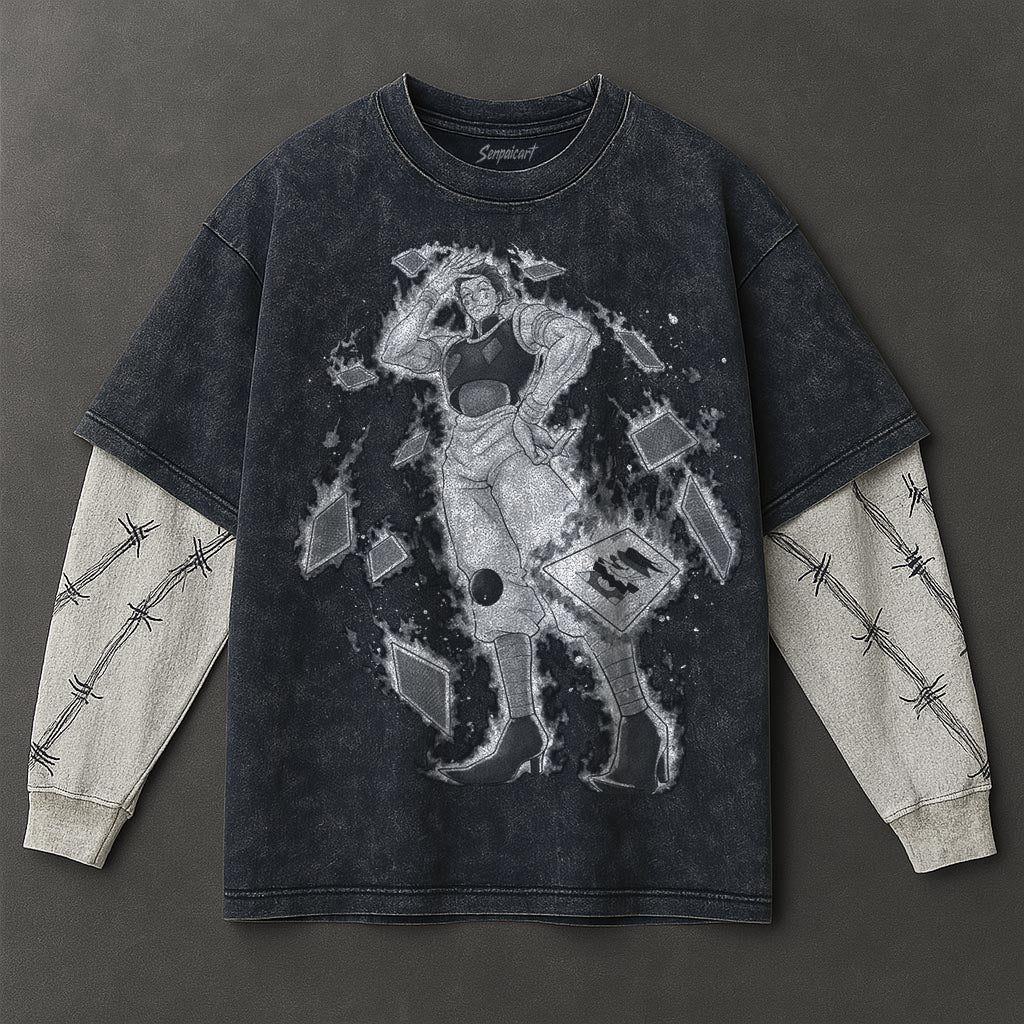 Hunter x Hunter Premium Laid-back Double Sleeves Blue Washed T-Shirt