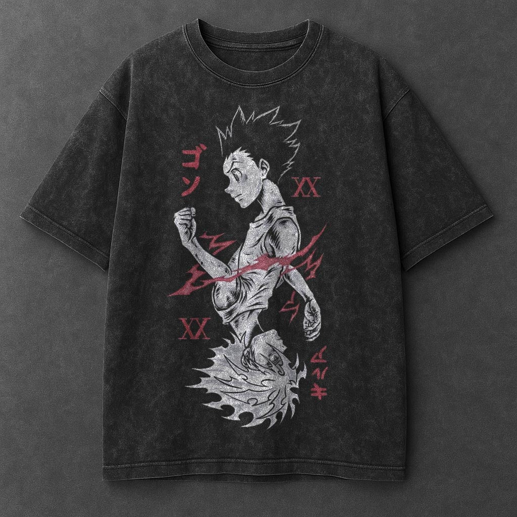 Hunter x Hunter Premium Drapey Black Washed T-Shirt