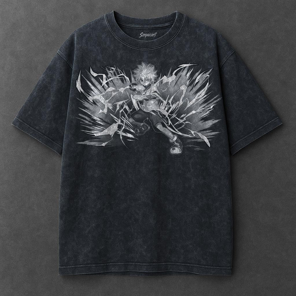 Hunter x Hunter Premium Loose Navy Blue Washed T-Shirt