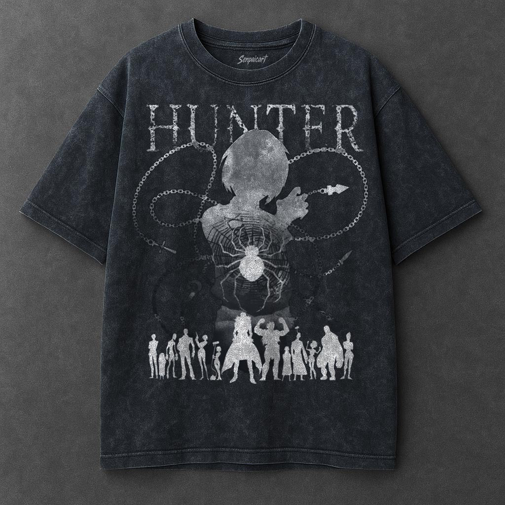 Hunter x Hunter Premium Tunic-like Navy Blue Washed T-Shirt