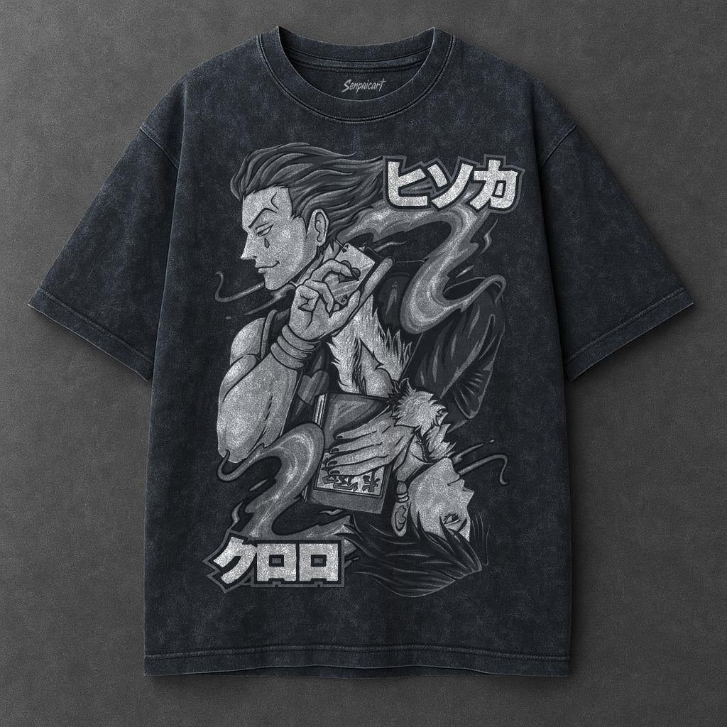 Hunter x Hunter Premium Elongated Navy Blue Washed T-Shirt