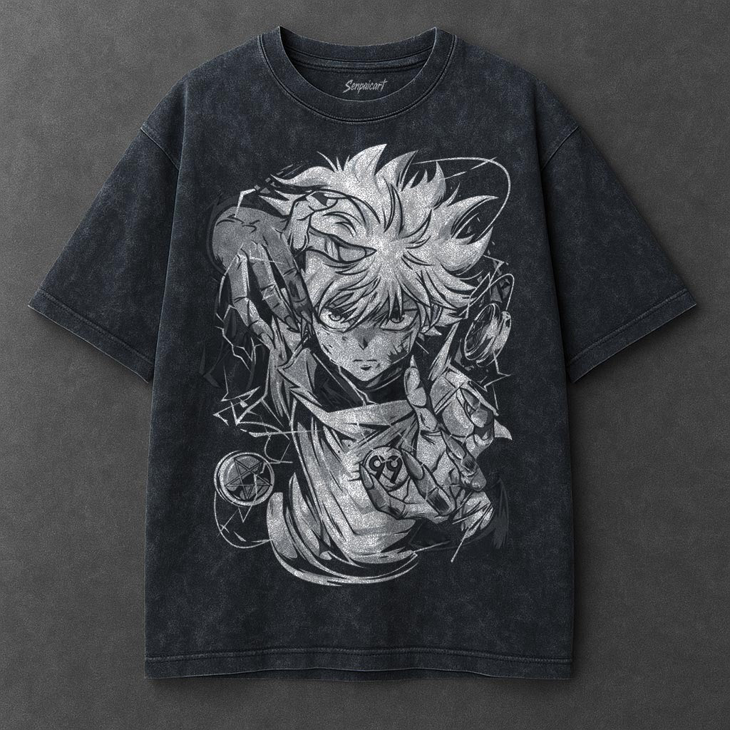 Hunter x Hunter Premium Relaxed Navy Blue Washed T-Shirt