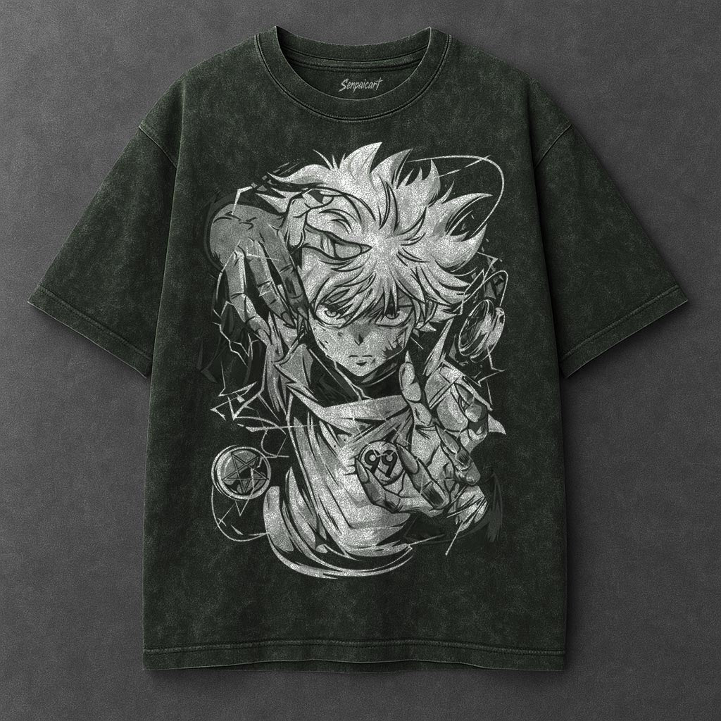 Hunter x Hunter Premium Elongated Vintage Green Washed T-Shirt