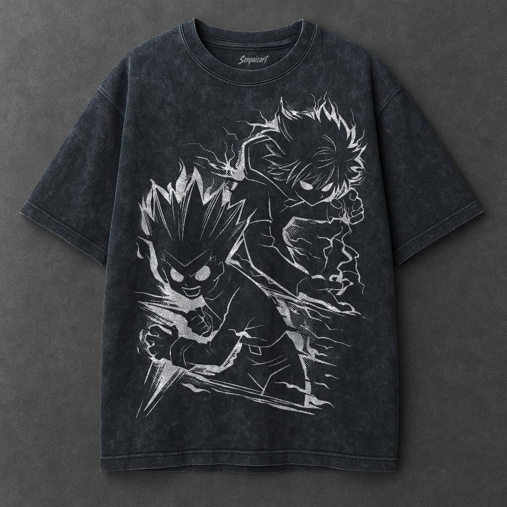 Hunter x Hunter Premium Roomy Navy Blue Washed T-Shirt