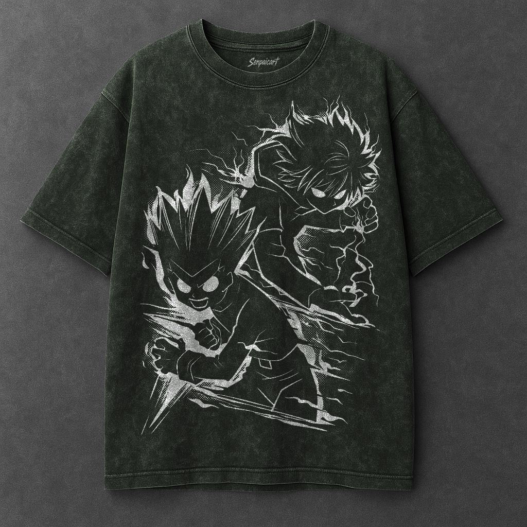 Hunter x Hunter Premium Unfitted Vintage Green Washed T-Shirt