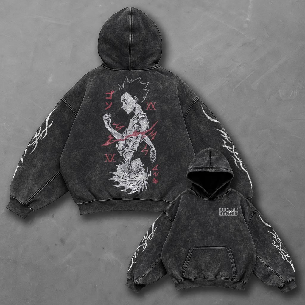 Hunter x Hunter Oversized Essential Black Washed Hoodie