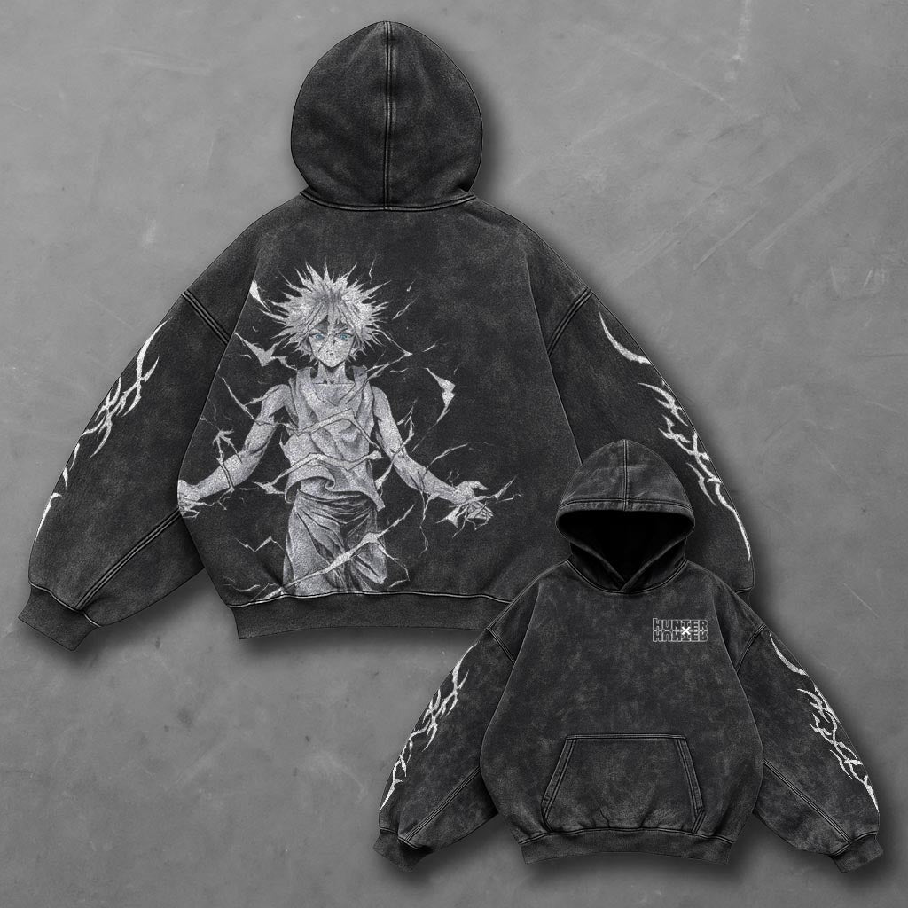 Hunter x Hunter Oversized Classic Black Washed Hoodie