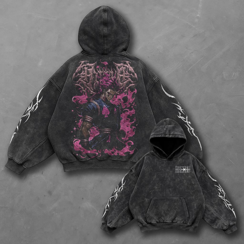 Hunter x Hunter Oversized Bold Black Washed Hoodie