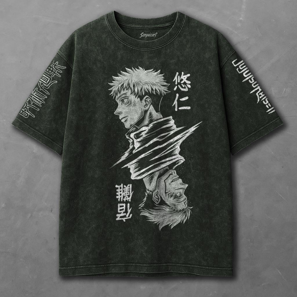 Jujutsu Kaisen Cozy Green Washed T-Shirt