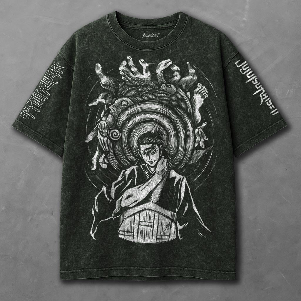Jujutsu Kaisen Oversized Green Washed T-Shirt