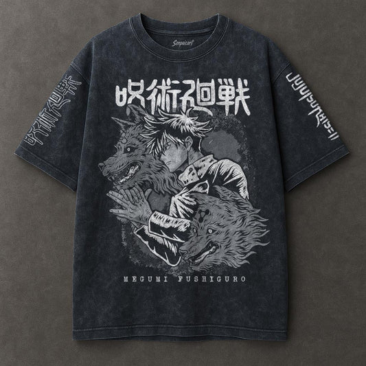 Jujutsu Kaisen Slouchy Blue Washed T-shirt