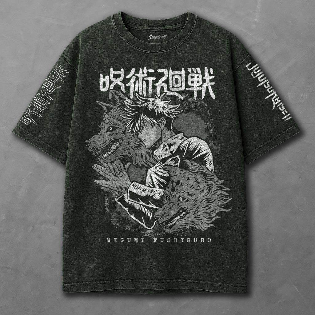 Jujutsu Kaisen Roomy Green Washed T-Shirt