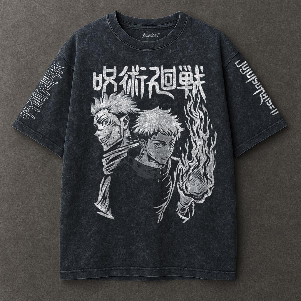 Jujutsu Kaisen Loose Blue Washed T-shirt