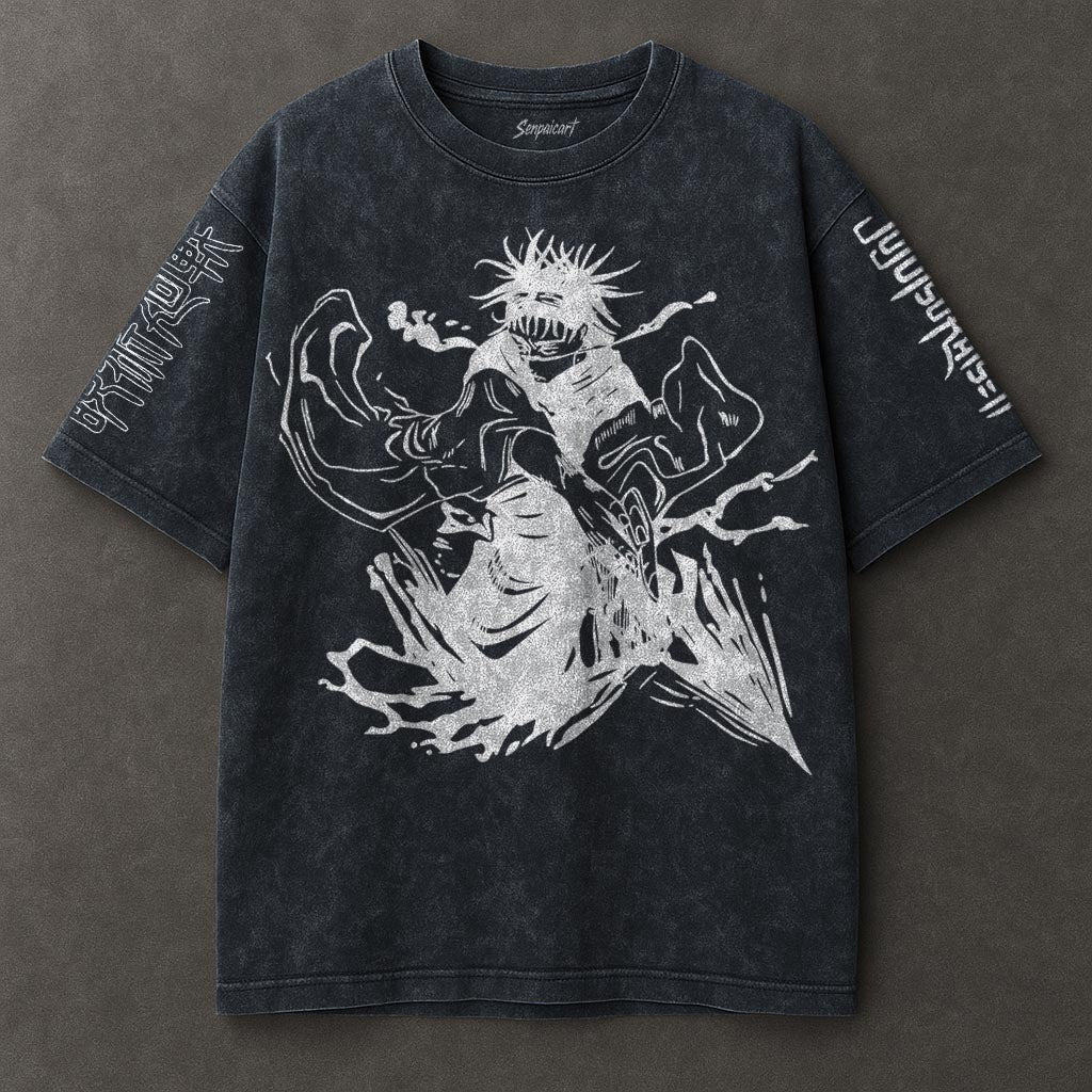 Jujutsu Kaisen Tunic-like Blue Washed T-shirt