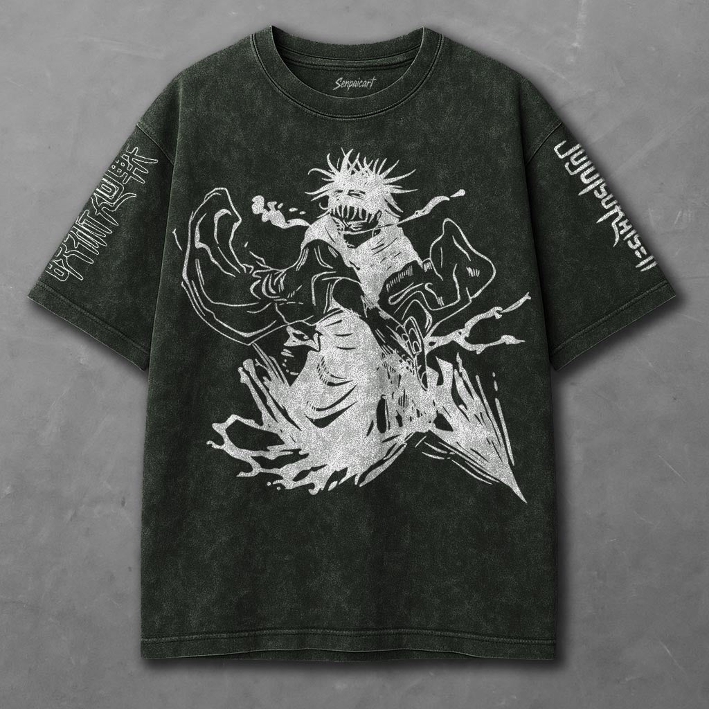 Jujutsu Kaisen Slouchy Green Washed T-Shirt
