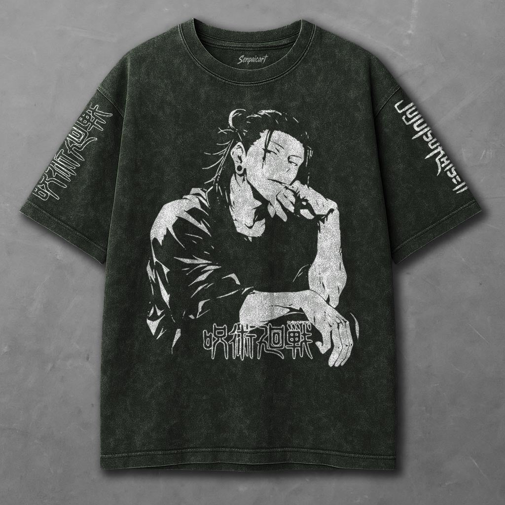 Jujutsu Kaisen Tunic-like Green Washed T-Shirt